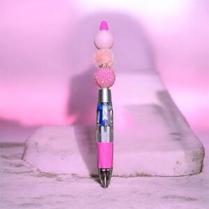 Pink Beaded Decorative pen hand made multi color